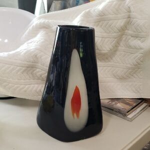 Modern Black and White Vase with Orange Accent